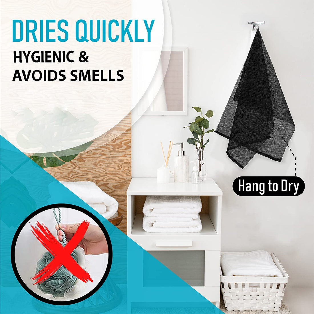 Exfoliating Body Washcloth Variety Pack (3pc) - Soft, Medium & Hard - Nylon Body Scrub Cloth (11.8 X 35.4) - Ideal Bath Shower Back Scrubber for Men & Women - Enhances Skin Beauty