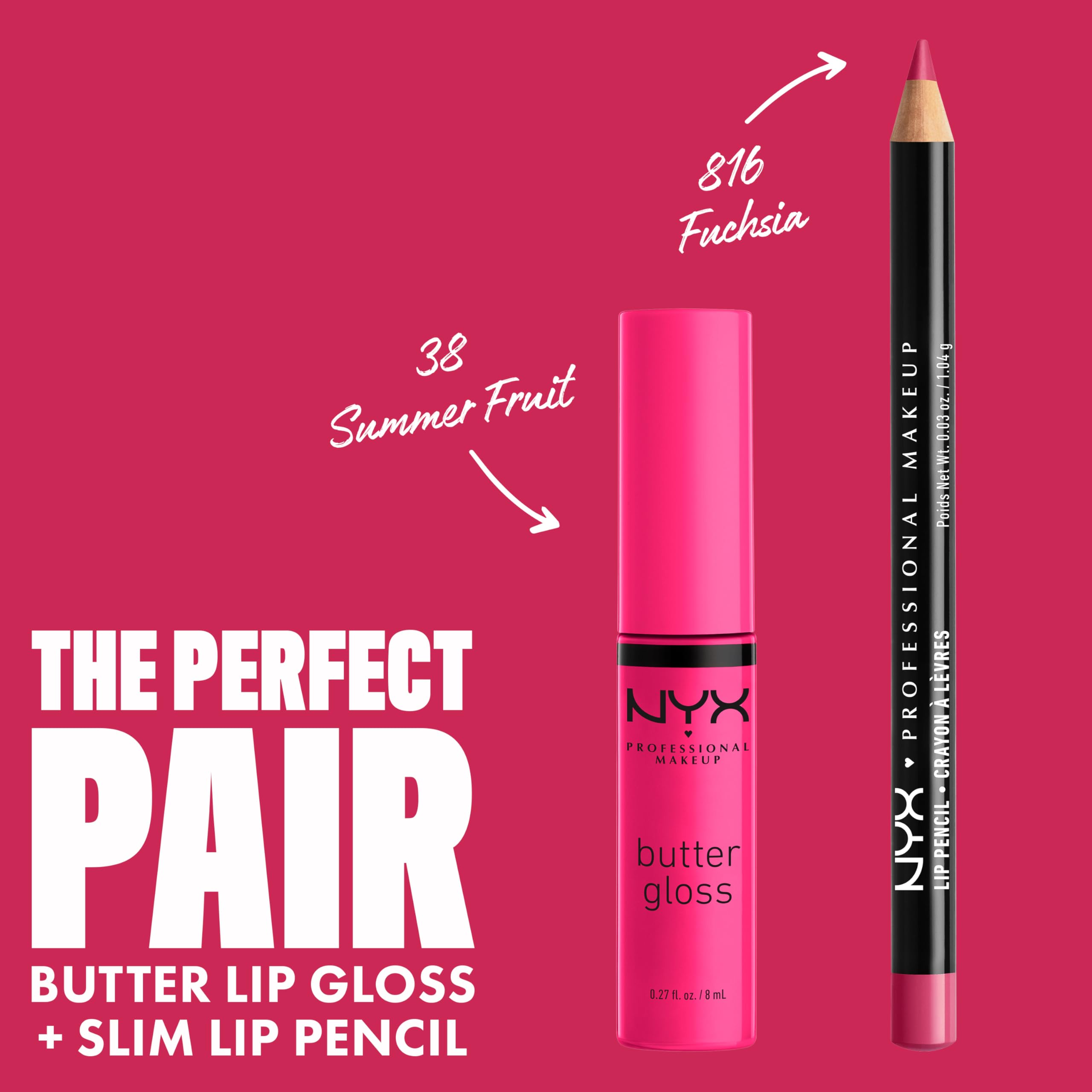 NYX PROFESSIONAL MAKEUP Butter Gloss - Summer Fruit (Hot Pink), Non-Sticky Lip Gloss
