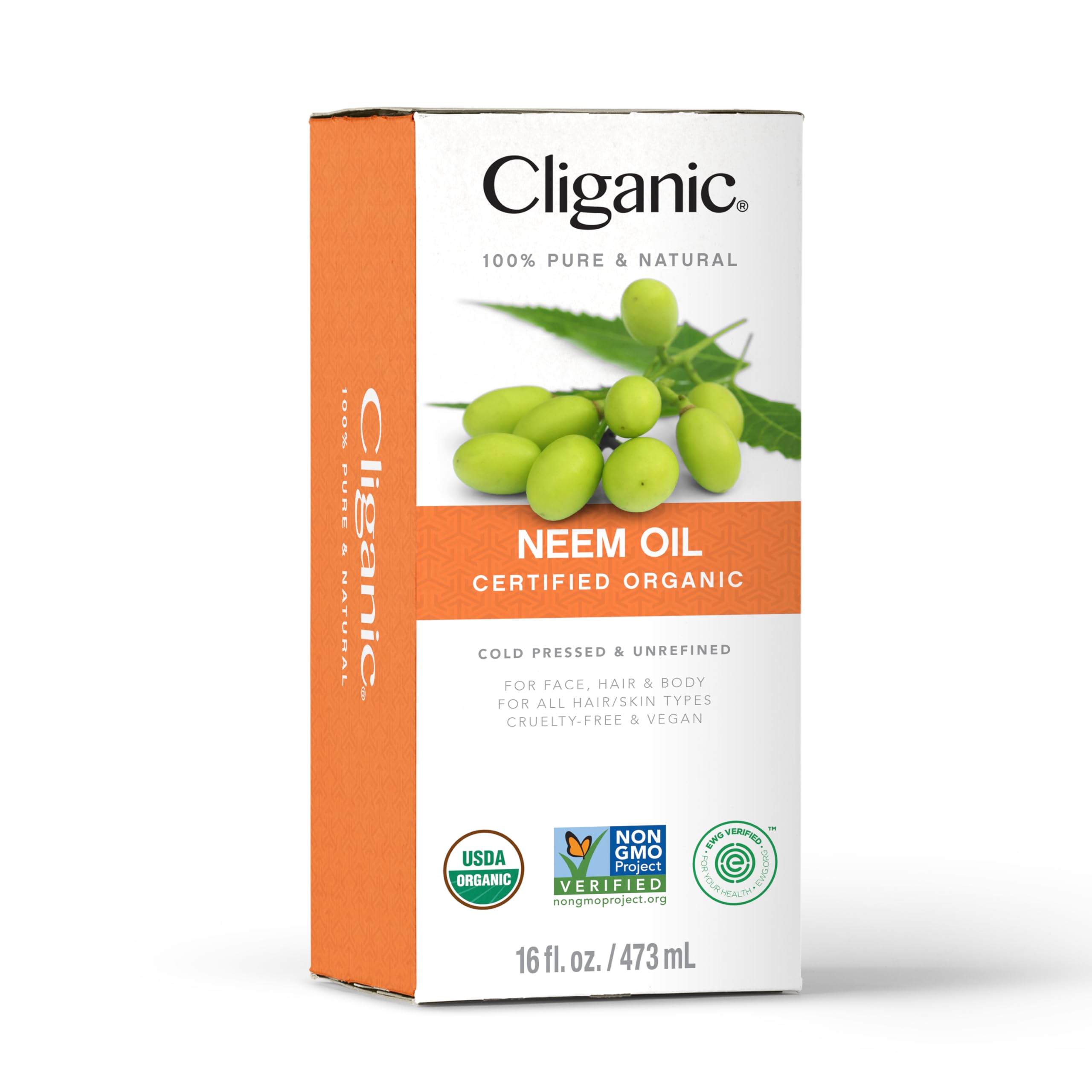 Cliganic Organic Neem Oil for Face, Skin & Plants (16oz), 100% Pure | Natural Cold Pressed Non-GMO