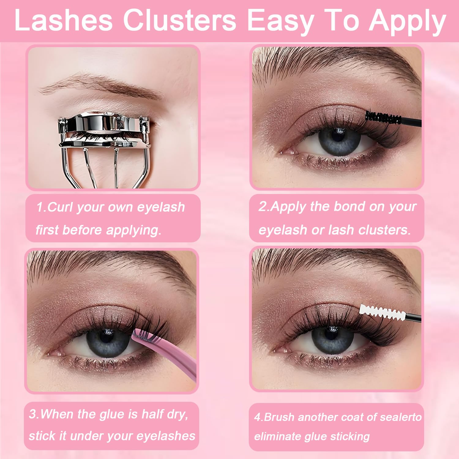 Lash Clusters, 640 Pcs Eyelashes Cluster Extensions 9-16mm Fluffy Individual Lashes 30D-60D D Curl False Eyelashes (30D~60D 9-16 mm)