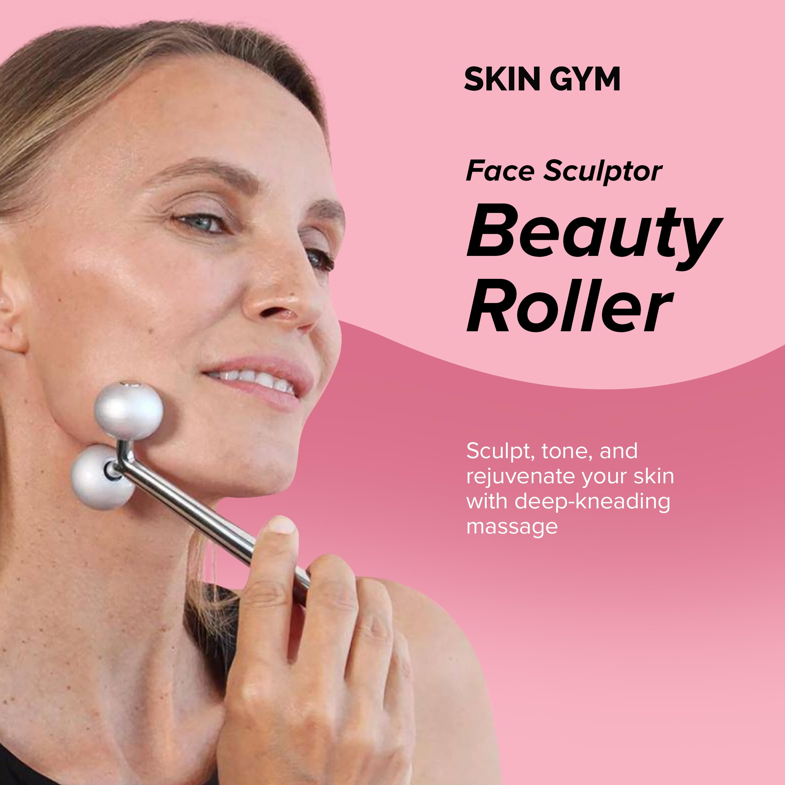 SKIN GYM Face Sculptor Beauty Roller - Stainless Steel Face Roller Massager Tool for Wrinkles and Lifting, Anti Aging Facial Roller to Release Muscle Tension, Contour Face and Improve Skin Appearance