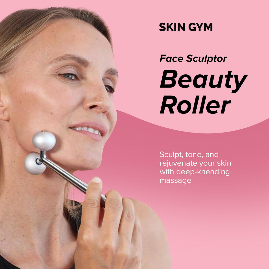 SKIN GYM Face Sculptor Beauty Roller - Stainless Steel Face Roller Massager Tool for Wrinkles and Lifting, Anti Aging Facial Roller to Release Muscle Tension, Contour Face and Improve Skin Appearance