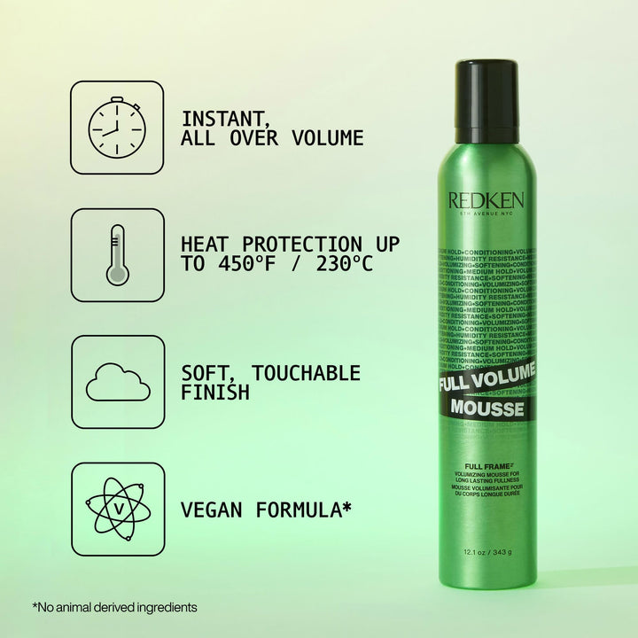 Redken Full Frame 07 All-Over Volumizing Mousse | For All Hair Types | Adds Volume & Anti-Frizz Protection | 8.5 Oz