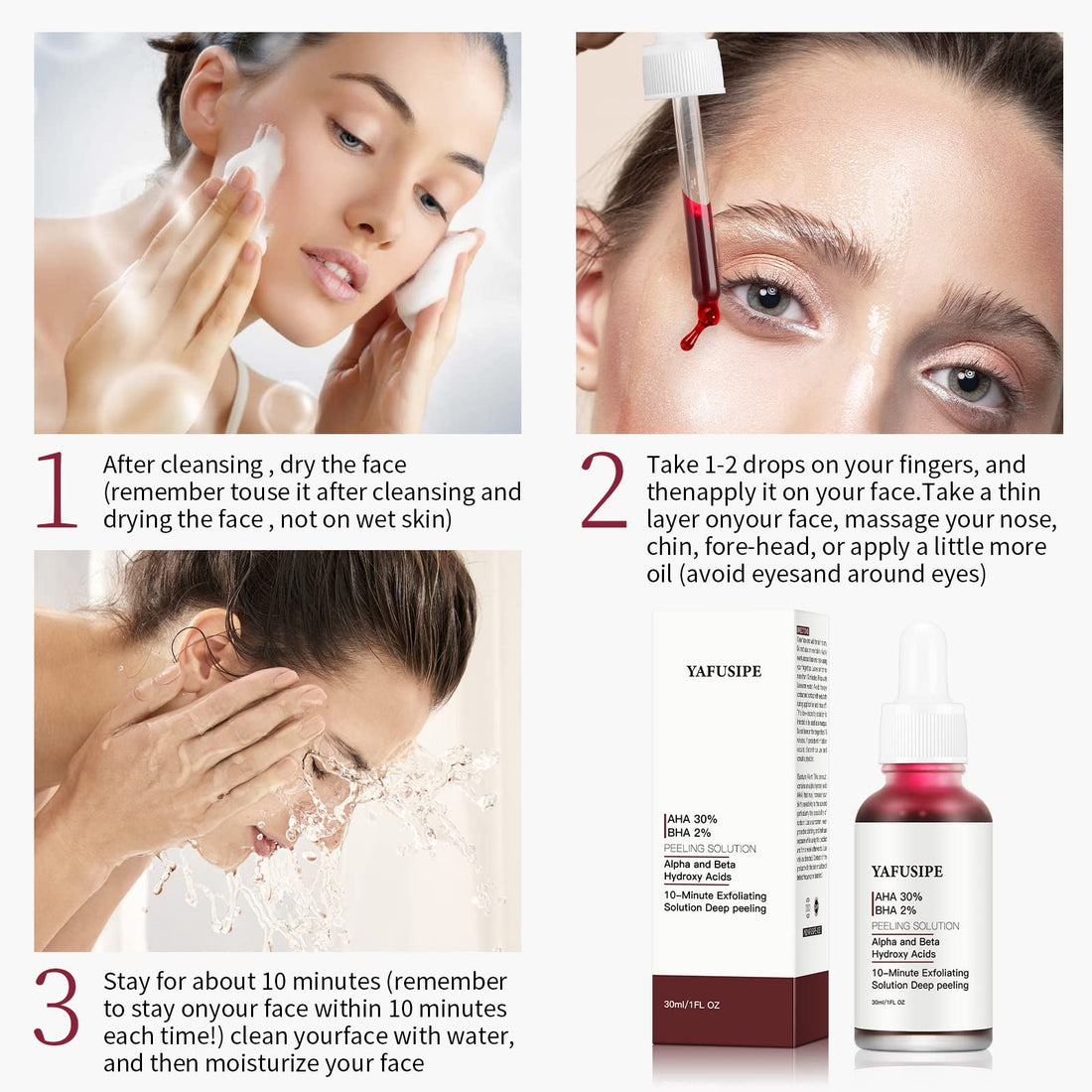 AHA 30% + BHA 2% Peeling Solution Exfoliating Chemical Skin Peel for Face at Home Facial Mask Red Peeling BHA Liquid Exfoliant Acid Peels Salicylic Acid Exfoliators Acid Peel for Face Gifts1Floz