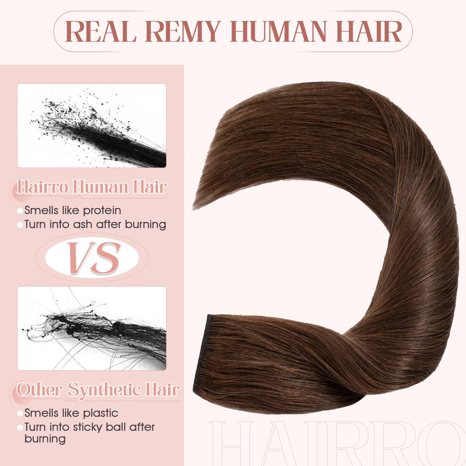 22 Inch Clip in Extensions 100% Remy Human Hair 55g One-piece 5 Clips Long Straight Hair Extensions for Women Wide Weft Soft Silky #4 Medium Brown