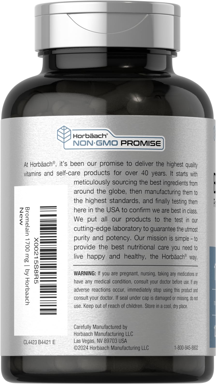 Horbäach Bromelain 1700 mg | 120 Capsules | Supports Digestive Health | Pineapple Enzyme Supplement | Non-GMO, Gluten Free