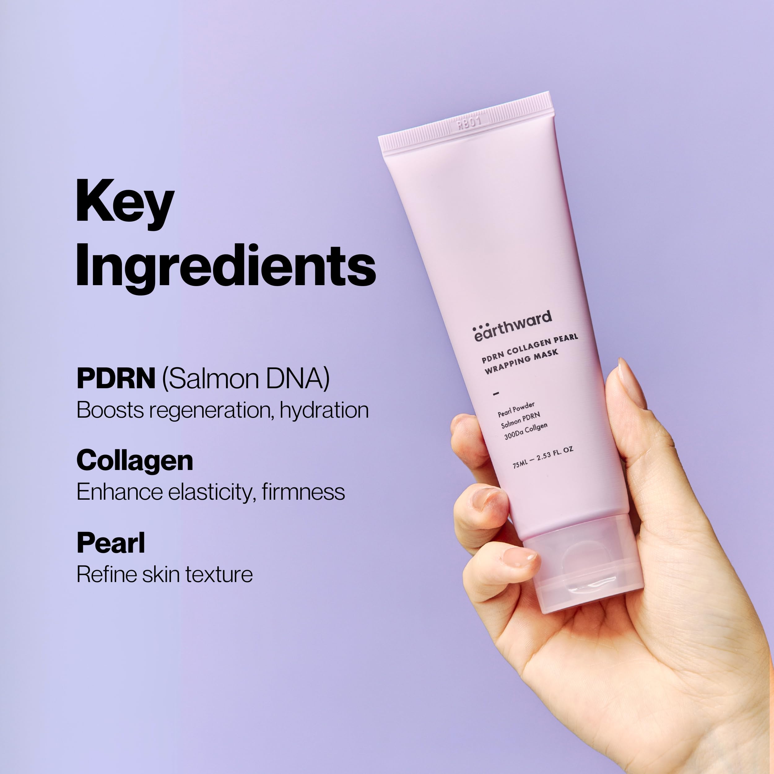 EARTHWARD Salmon DNA PDRN Collagen Pearl Mask | Overnight Wrapping Mask | for younger looking Korean Skincare | 2.53 fl.oz