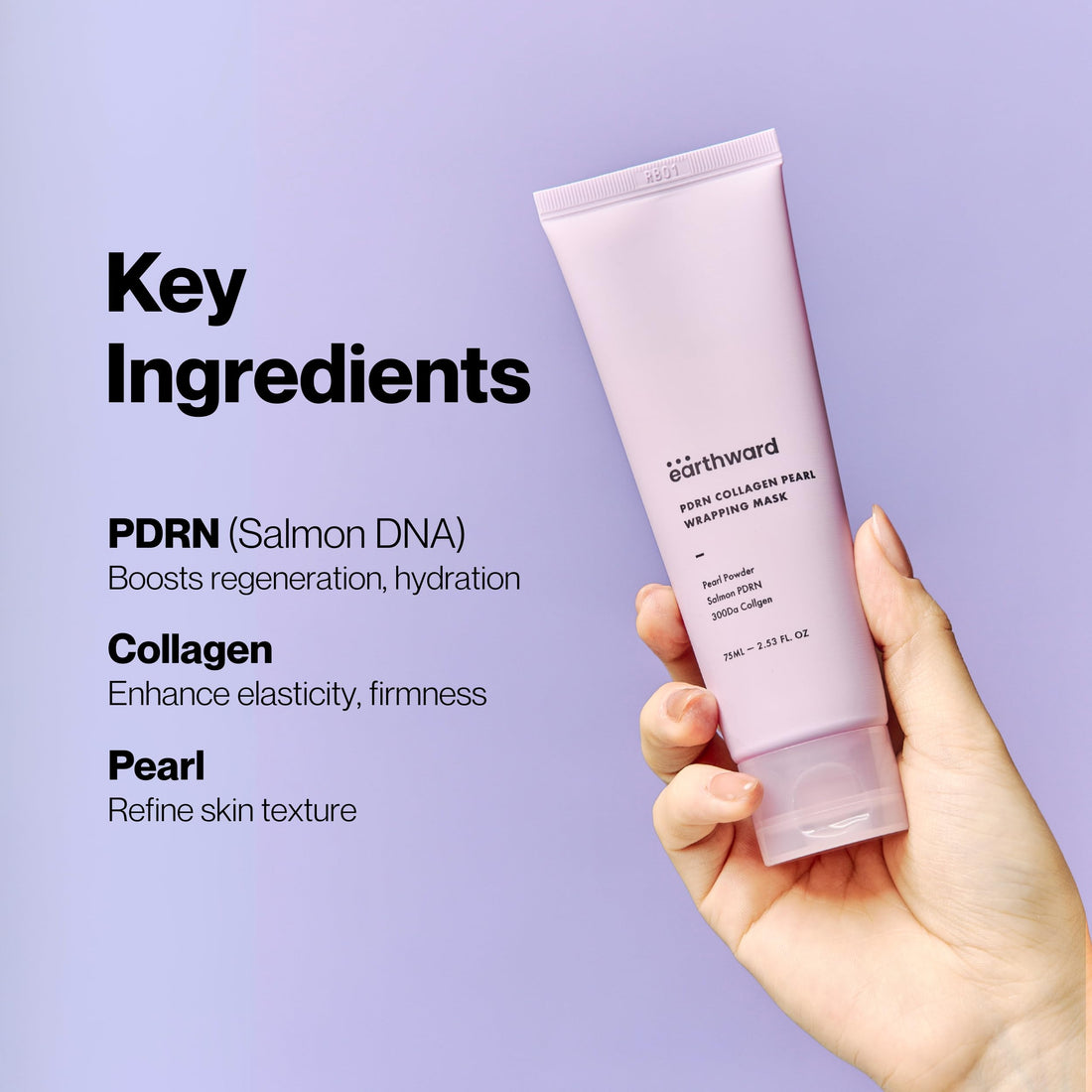 EARTHWARD Salmon DNA PDRN Collagen Pearl Mask | Overnight Wrapping Mask | for younger looking Korean Skincare | 2.53 fl.oz