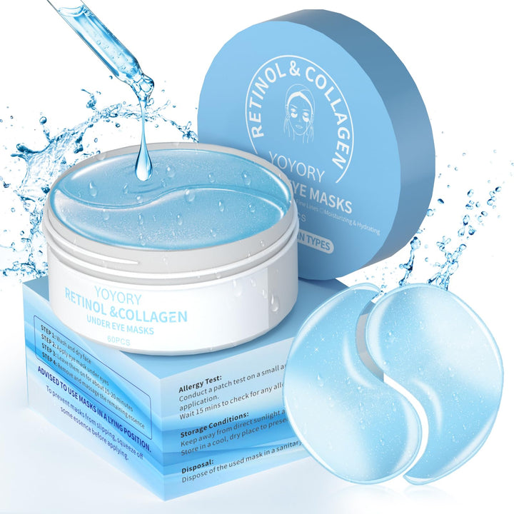 YOYORY Under Eye Masks Patches - Hyaluronic Acid Collagen for Dark Circles,Eye bags, Fine Lines,puffiness Smoothing Skin Care Treatment Hydrating for Women and Men, (60 Pcs) Blue