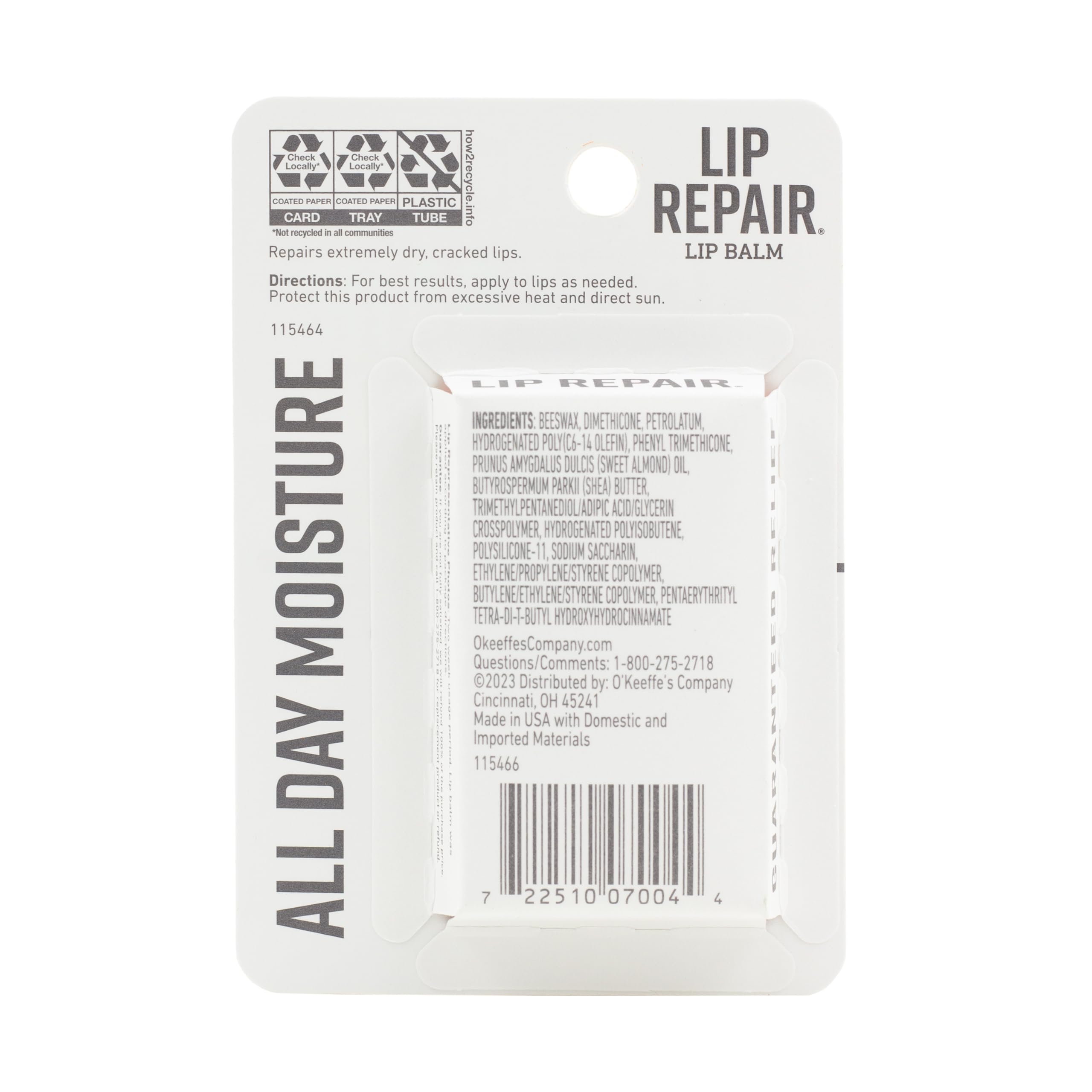 O'Keeffe's Lip Repair Unscented Lip Balm for Dry, Cracked Lips - Stick (Twin Pack) - Moisturizer for Very Dry Lips