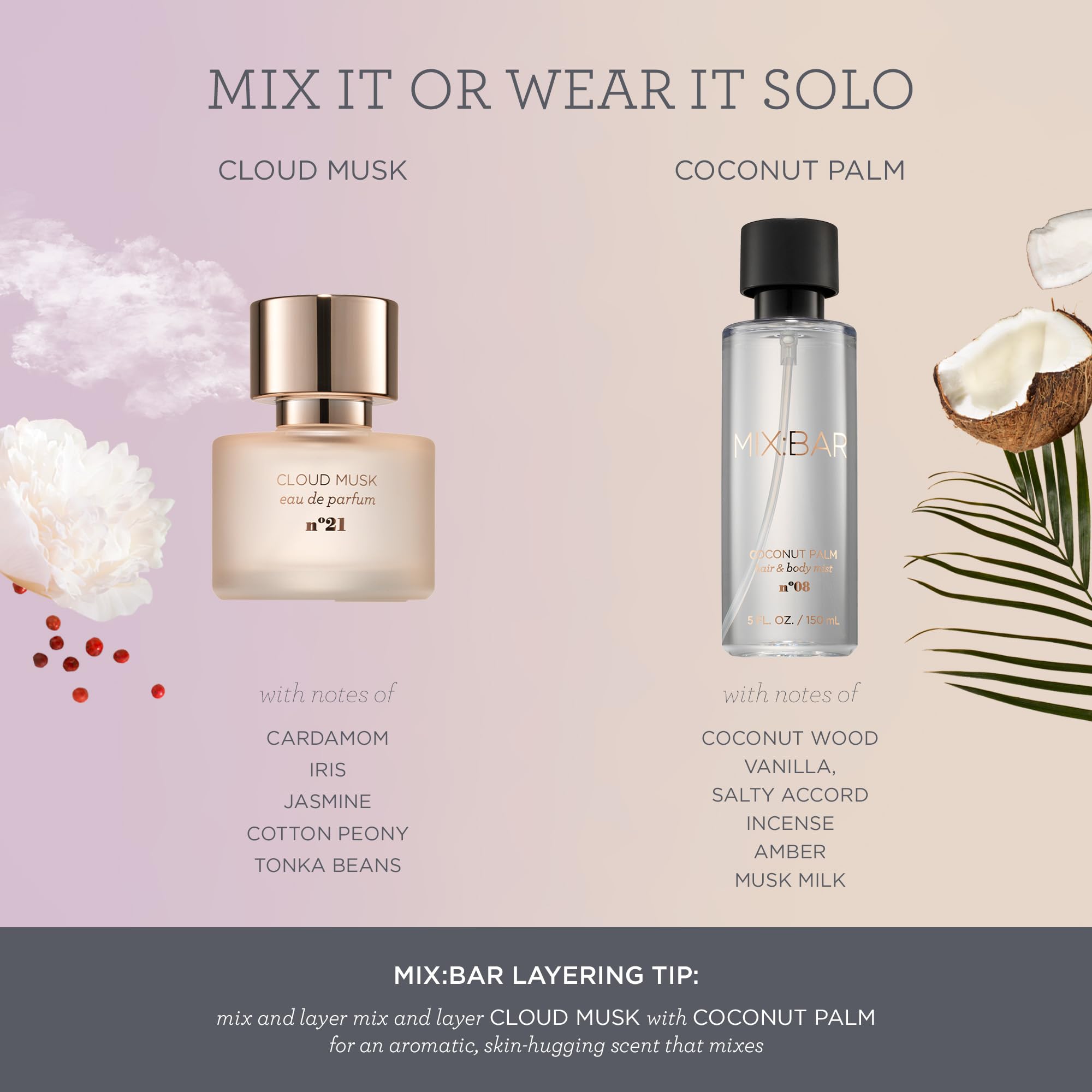 MIX:BAR Coconut Palm Hair + Body Mist + Bedroom Linen Spray 5oz.
