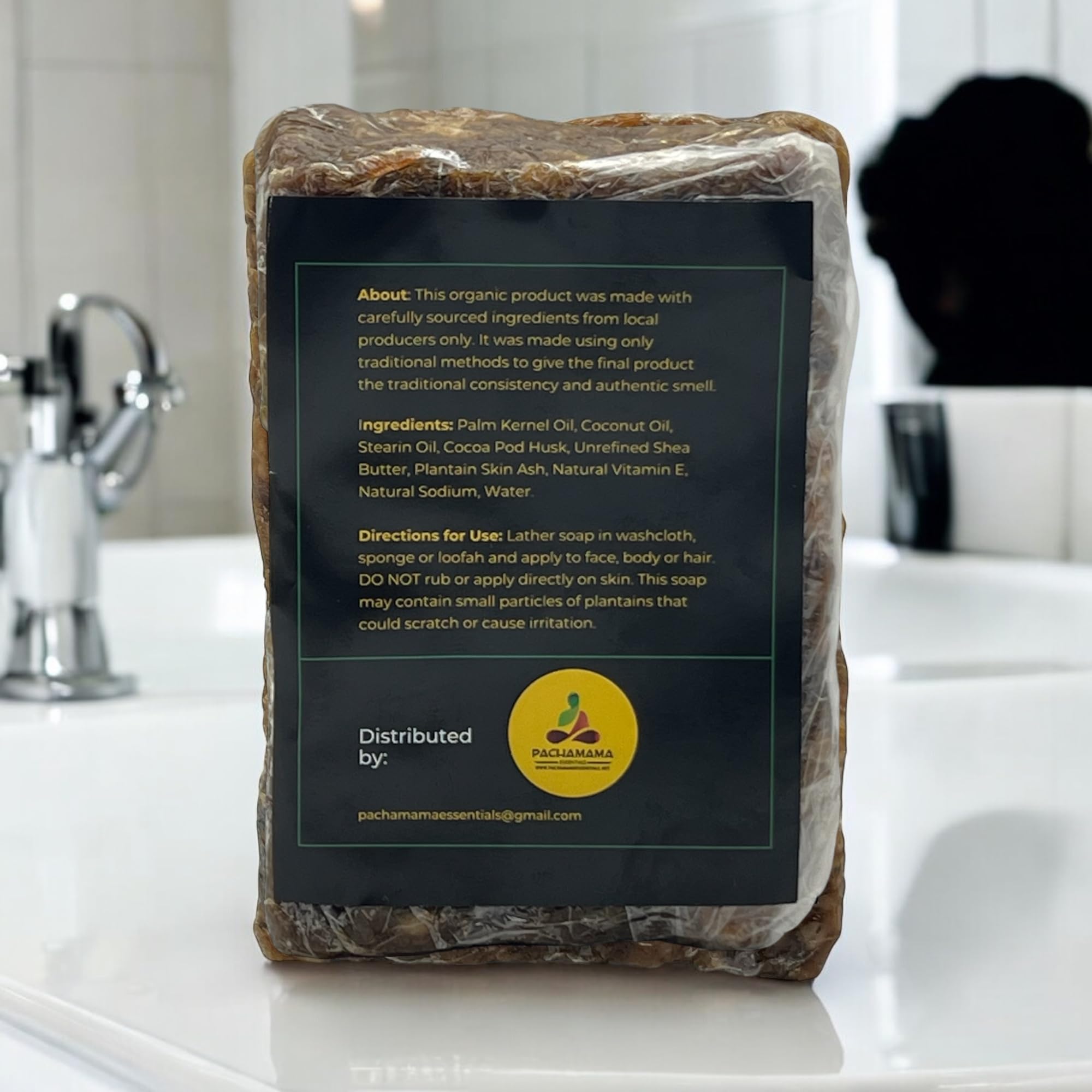 Pachamama Essentials Natural African Black Soap, Pure & Natural Ingredients, Imported From Ghana - 1 lb (16 oz)