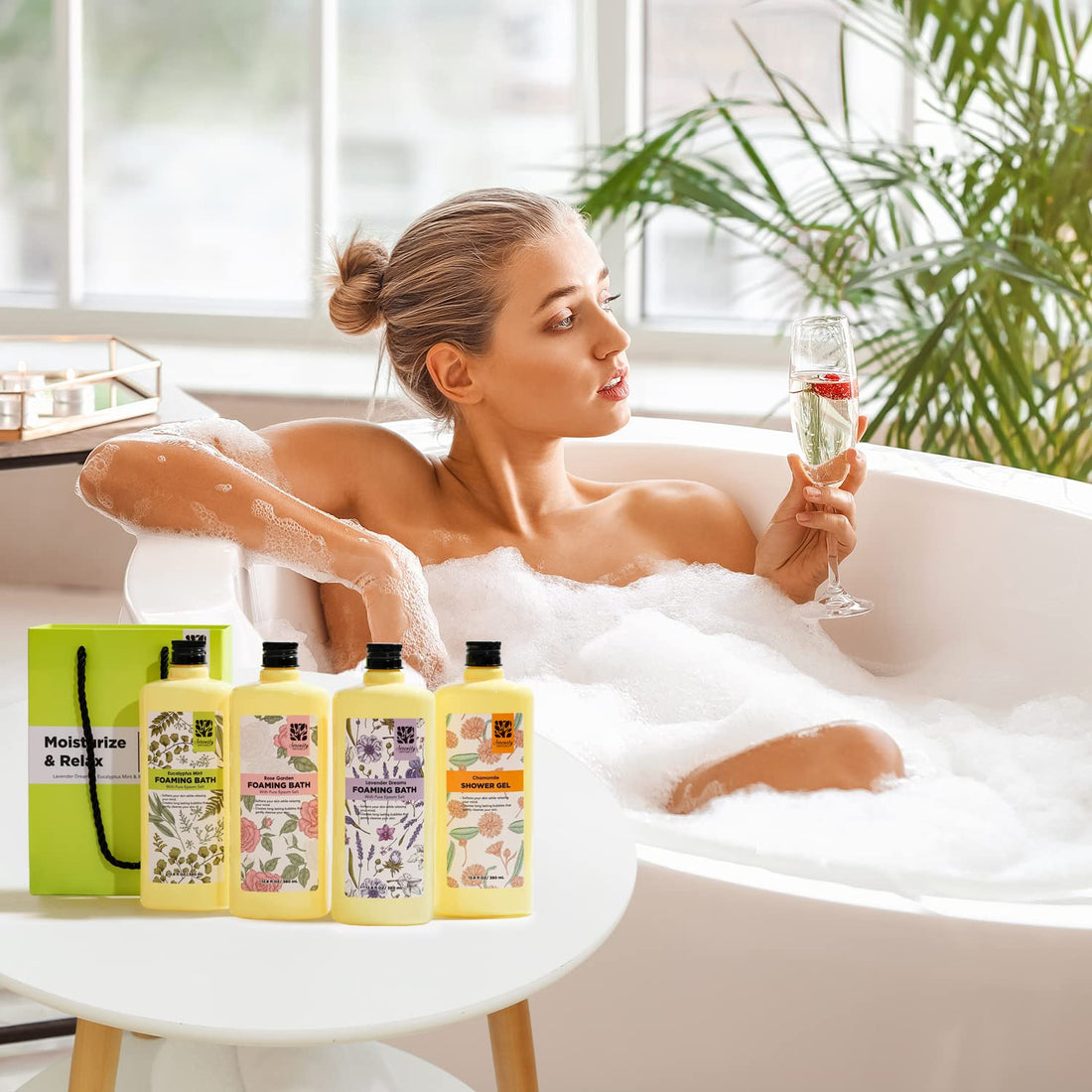 Bubble Bath for Women Adults, Scented Bubble Bath Gift Set for Women, 51.2 fl oz (Pack of 4), with Shower Gel, Ladies Foaming Bath Variety, Mother's Day Gift for Mom