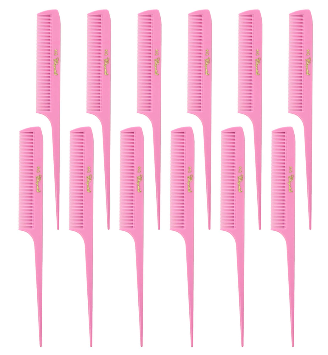 Krest Cleopatra 8-1/2 inch Rattail Combs Extra Fine Tooth.Rat Tail Comb Model #441. Color Fresh Pink. 1 Dozen.