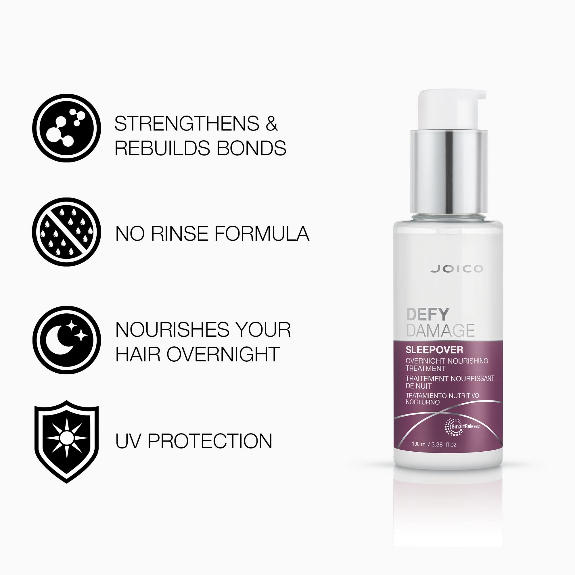 Joico Defy Damage Sleepover Overnight Nourishing Treatment | Strengthen Bond | Reduce Breakage | No Rinse