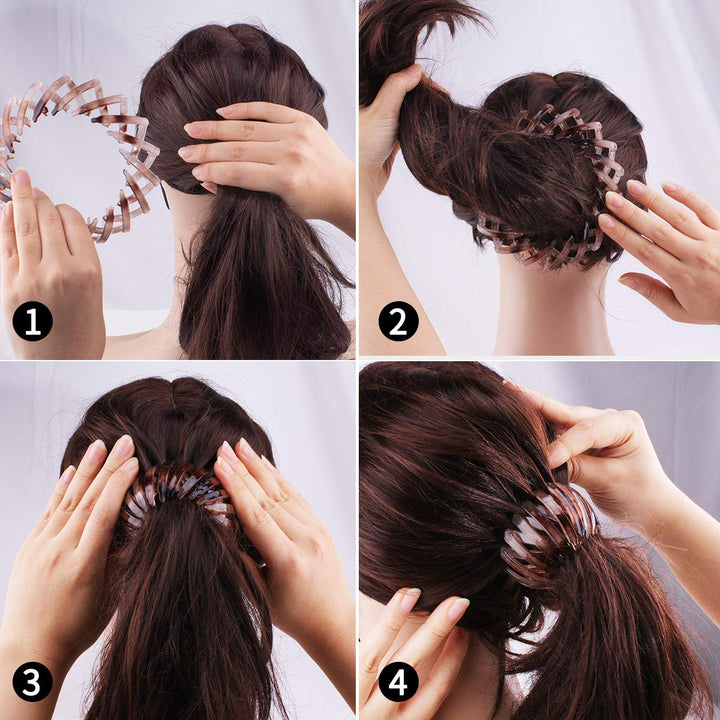 Bird Nest Magic Hair Clip, TOBATOBA 3 Pcs Lazy Bird's Nest Plate Expandable Bun Maker Curling Ponytail Holder and Hair Accessories for Women and Girls