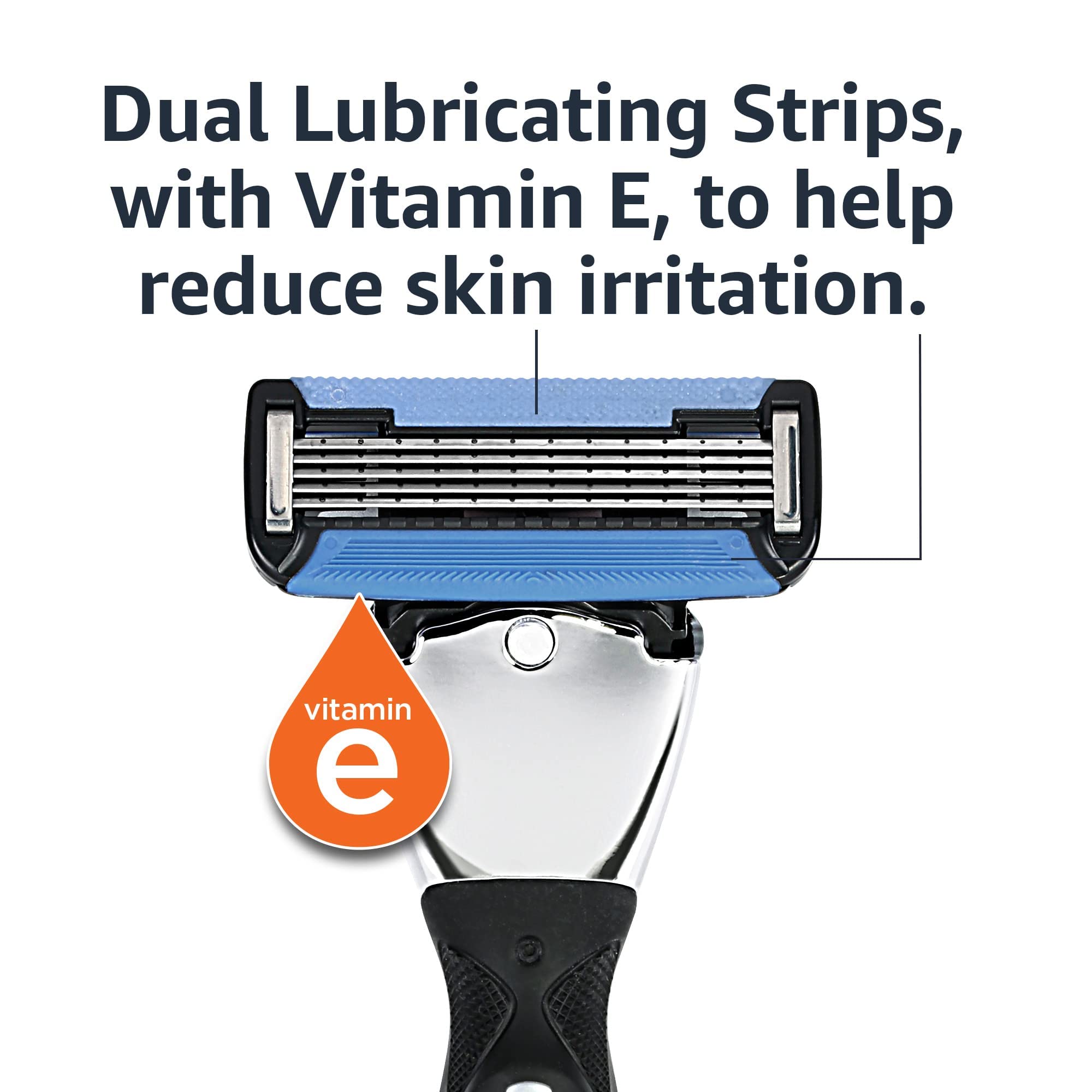 Amazon Basics 5-Blade Razor Refills for Men with Dual Lubrication and Precision Beard Trimmer, 12 Cartridges (Fits Amazon Basics Razor Handles only) (Previously Solimo)