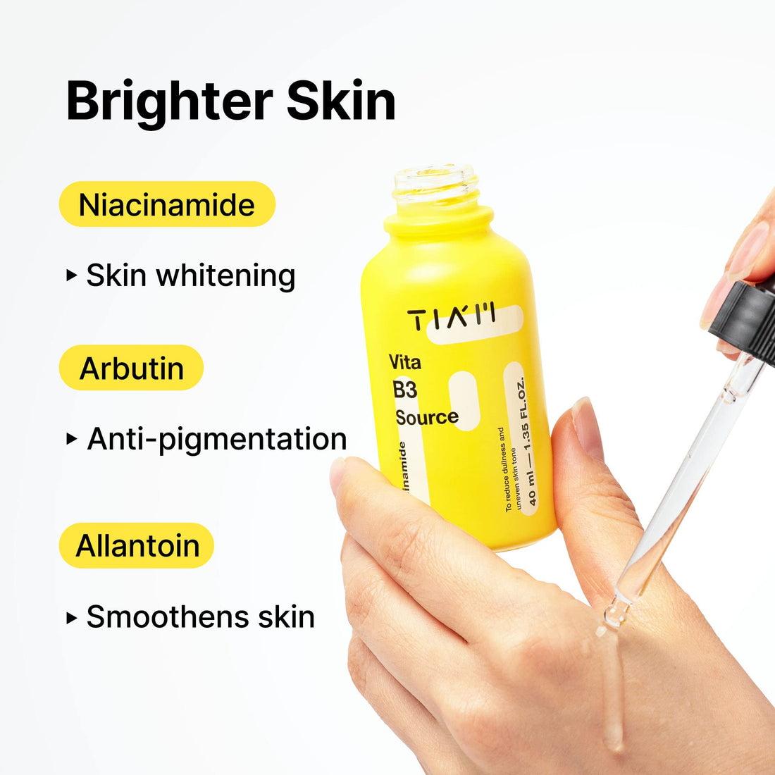 TIAM Vita B3 Source, Niacinamide Serum, 10% Niacinamide (Vitamin B3), 2% Arbutin Serum, Age spot, Hyperpigmentation, Dark spot, 1.35 Oz