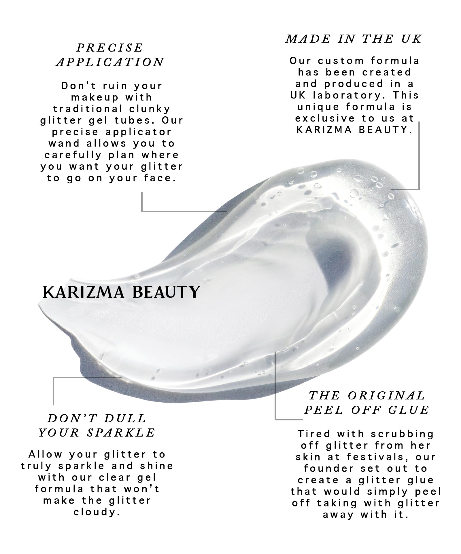 Cosmetic Glitter Glue, The Original Peel Off Formula. KARIZMA Beauty. Face Chunky Glitter Glue Adhesive Body Cosmetic Makeup Glitter Primer