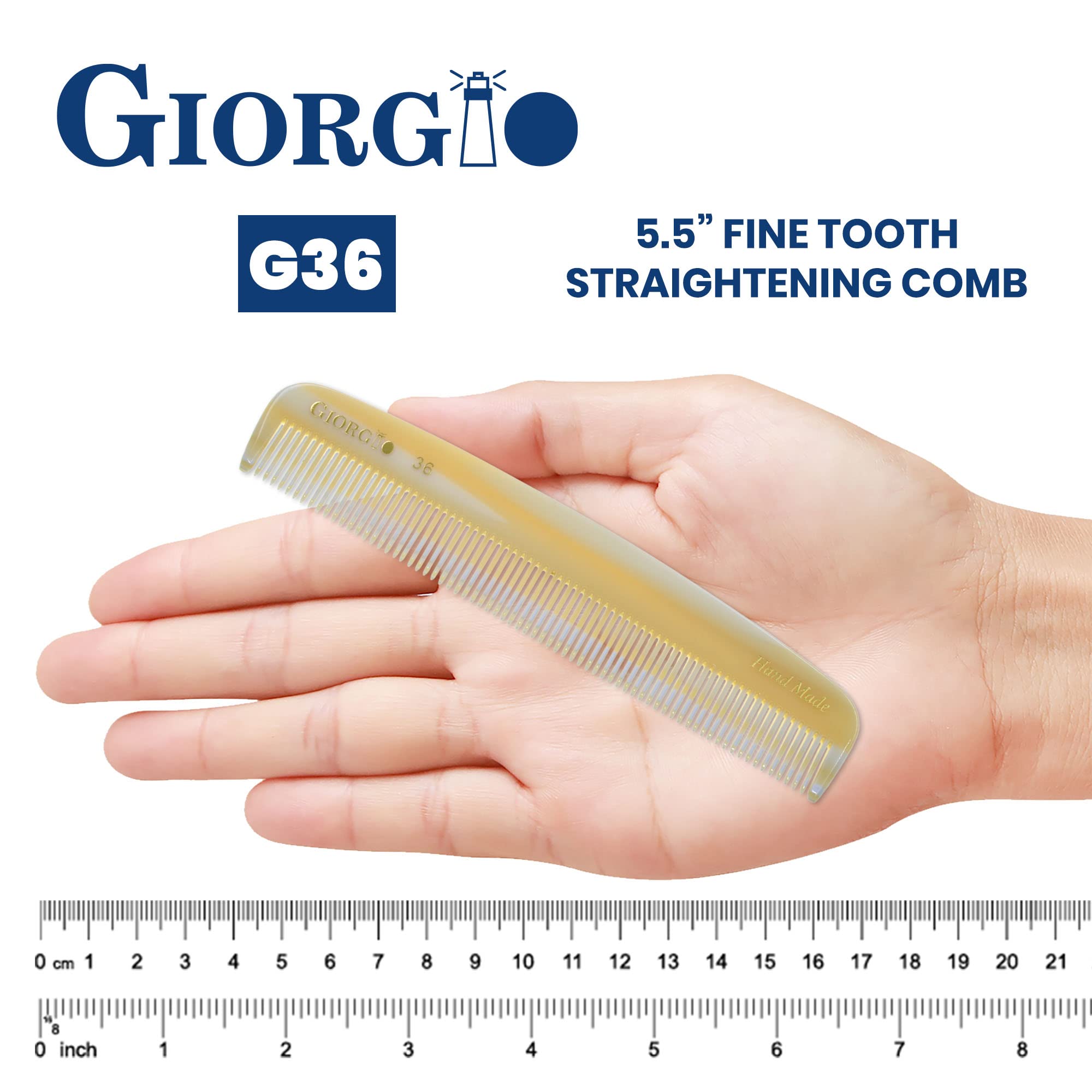 GWL Giorgio Hand Made Flexible Comb 5 1/2 Long (Imitation Horn G36)