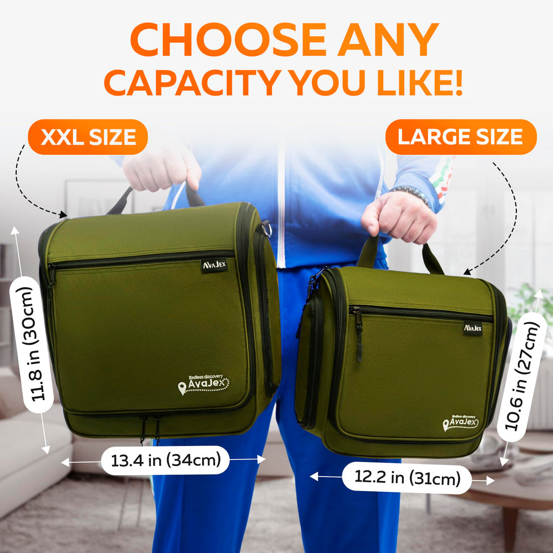 Travel Toiletry Bag for Men and Women - Large Hanging Toiletry Organizer - Waterproof Hygiene Bag with Metal XXL Swivel Hook, with YKK Zippers and 19 Compartments for Toiletries, Makeup, Cosmetics