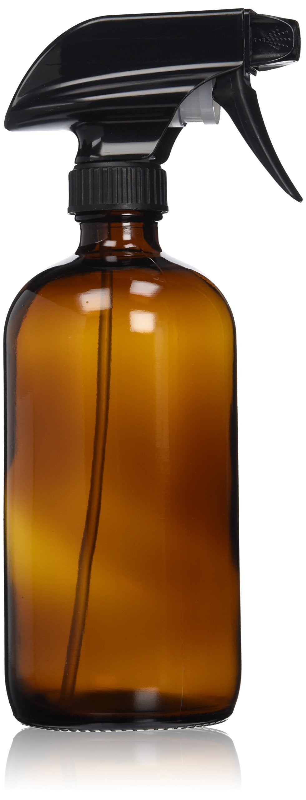 Empty Amber Glass Spray Bottle - Large 16 Oz Refillable Container Is Great For Essential Oils - Cleaning Products - Homemade Cleaners - Aromatherapy - Organic Beauty Treatments Or Cooking In The Kitchen - Durable Black Trigger Sprayer W/ Mist And Str