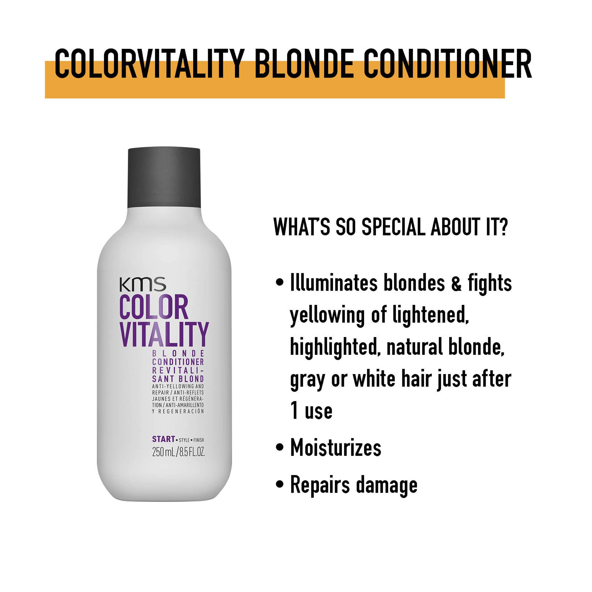 KMS Color Vitality Blonde Conditioner, Anti-Yellowing and Repair, 8.5 Ounce