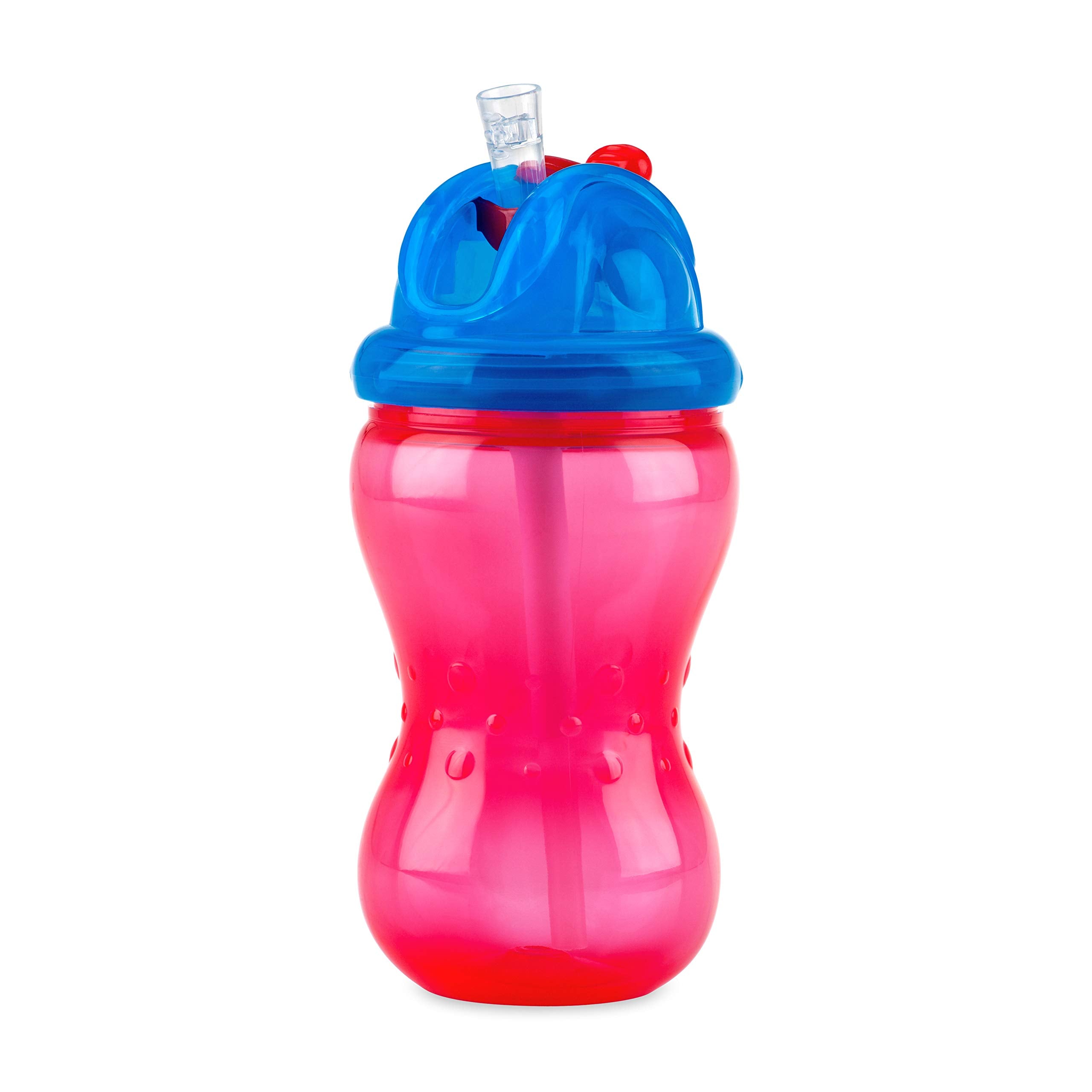 Nuby 3 Pack Boy Mega Flip It Cup with Soft Flex Straw, 12 Oz