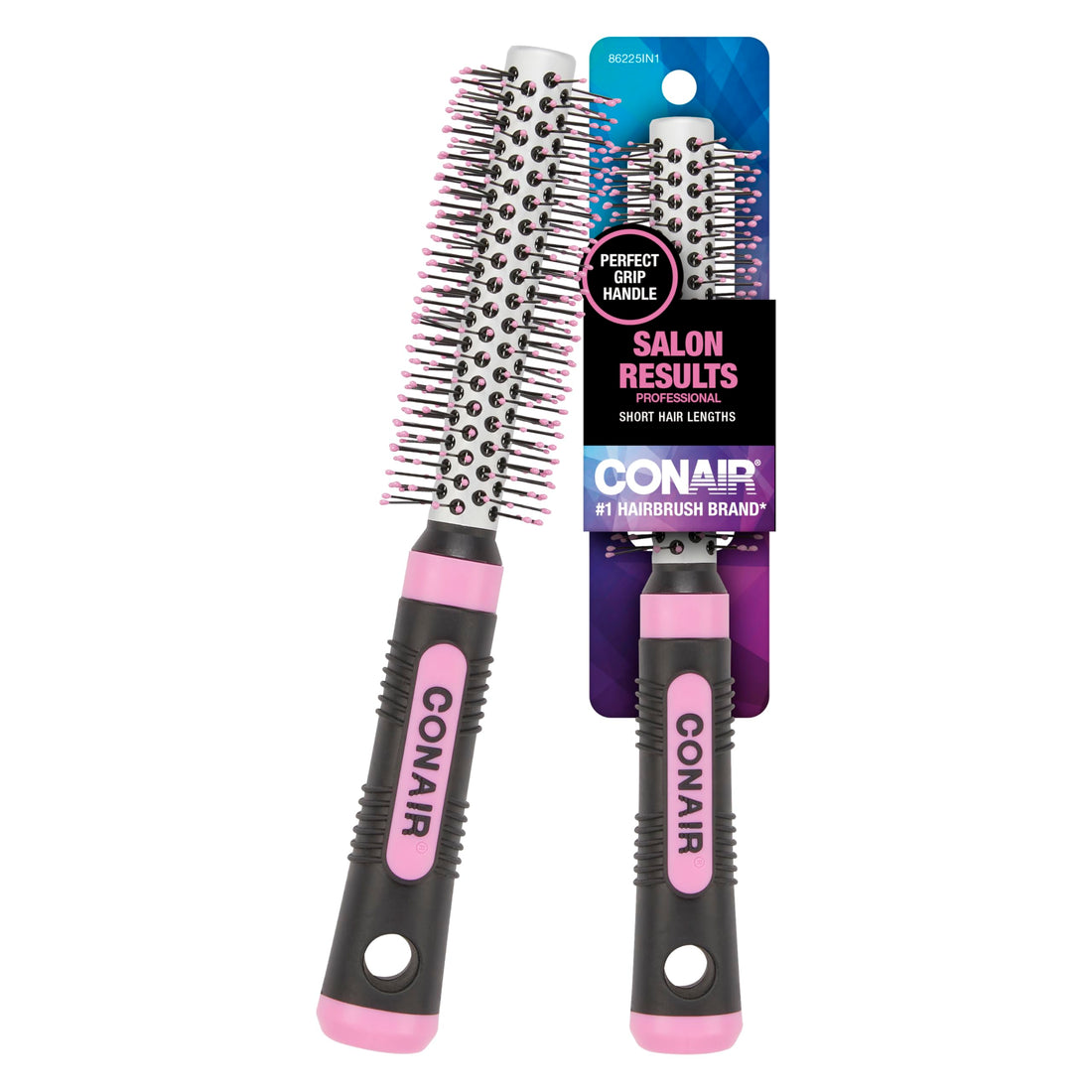 Conair Salon Results Metal Round Hairbrush - Hair brush for blow out - blowdryer brush - features metal barrel with nylon bristles - Adds body and fullness - suitable on all lengths - Pink/Black