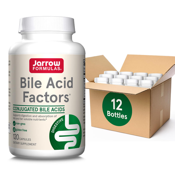 Jarrow Formulas Bile Acid Factors 1000 mg with Conjugated Bile Acids, Dietary Supplement for Digestion Support and Absorption of Fats & Fat-Soluble Nutrients, 120 Capsules, 30 Day Supply, Pack of 12