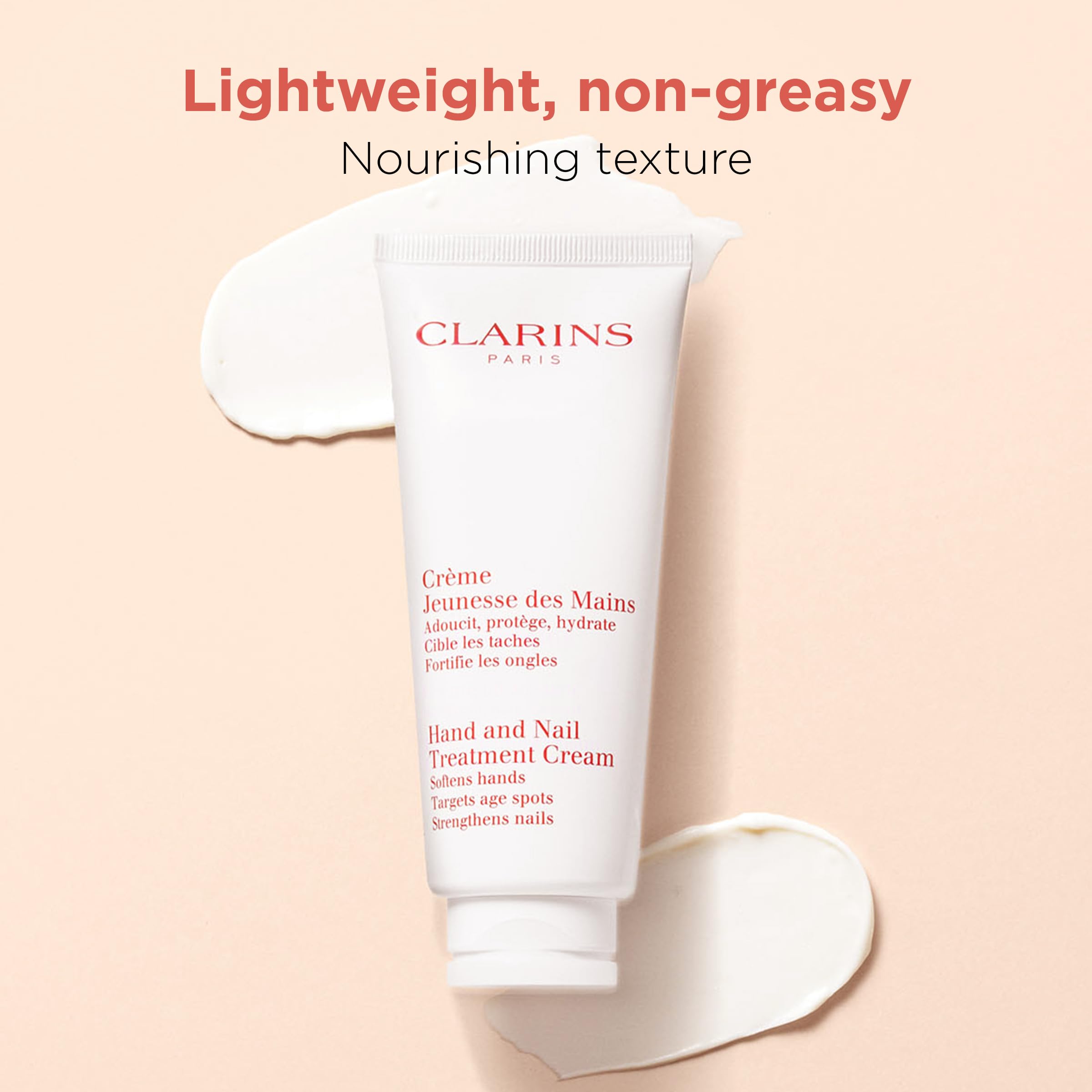 Clarins Hand and Nail Treatment Cream | Award-Winning | Softens, Nourishes and Shields Skin | Strengthens Nails and Conditions Cuticles | Natural Plant Extracts, Including Shea Butter | 3.4 Ounces