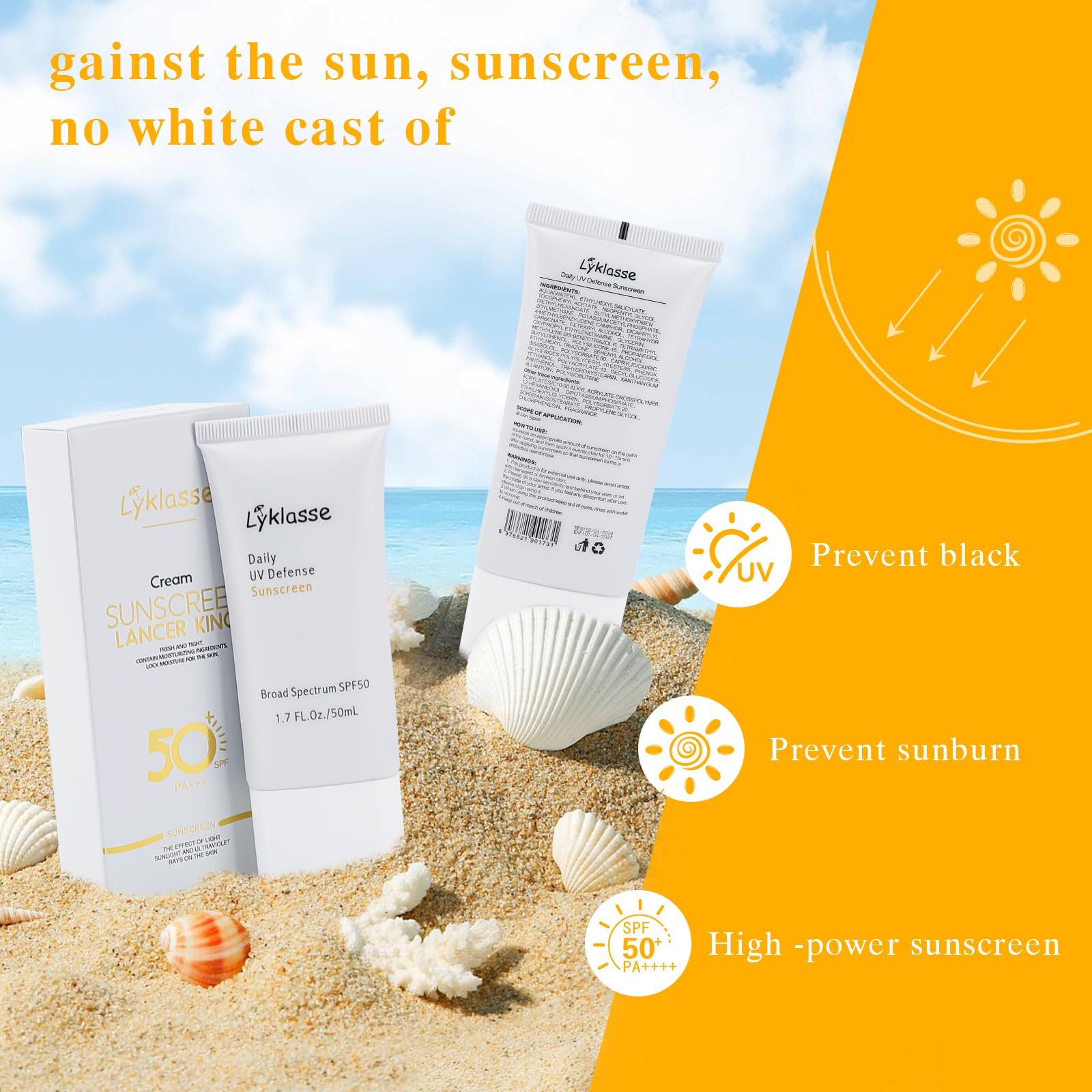 Daily UV Defense Sunscreen, SPF 50 PA++++,Organic Sunscreen,Hydrating,Soothing, No white-cast for All Skin Types|Nourishing Skin Protection and UV Defense (1.69 oz / 50 ml)