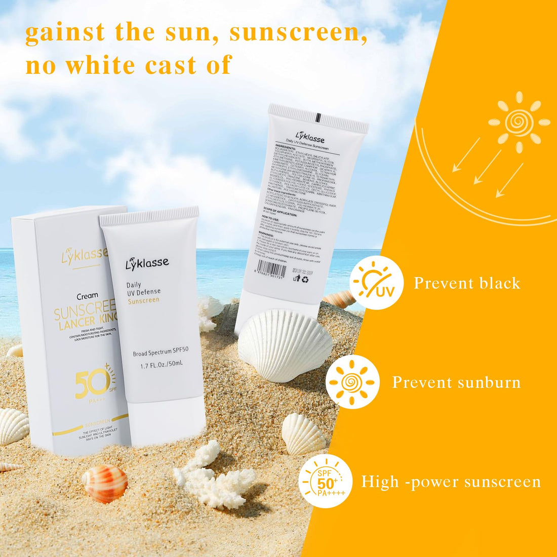 Daily UV Defense Sunscreen, SPF 50 PA++++,Organic Sunscreen,Hydrating,Soothing, No white-cast for All Skin Types|Nourishing Skin Protection and UV Defense (1.69 oz / 50 ml)