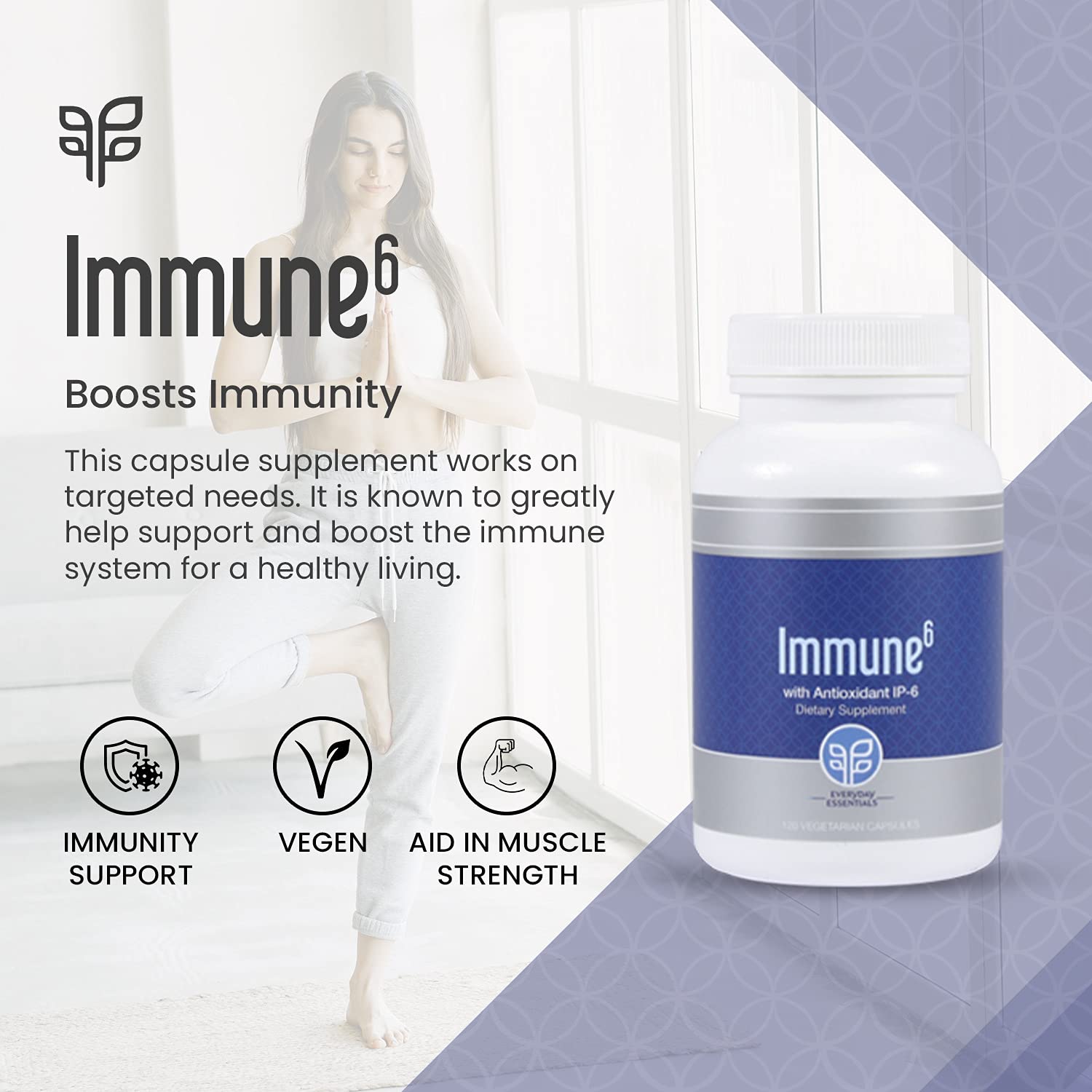 PURE Immune6 120 Capsules - Immune Support Supplement with Antioxidant Inositol Hexaphosphate IP6, Selenium Supplement + Iron with Vitamin C and D3. Boost Immunity with Our Multi Vitamin.