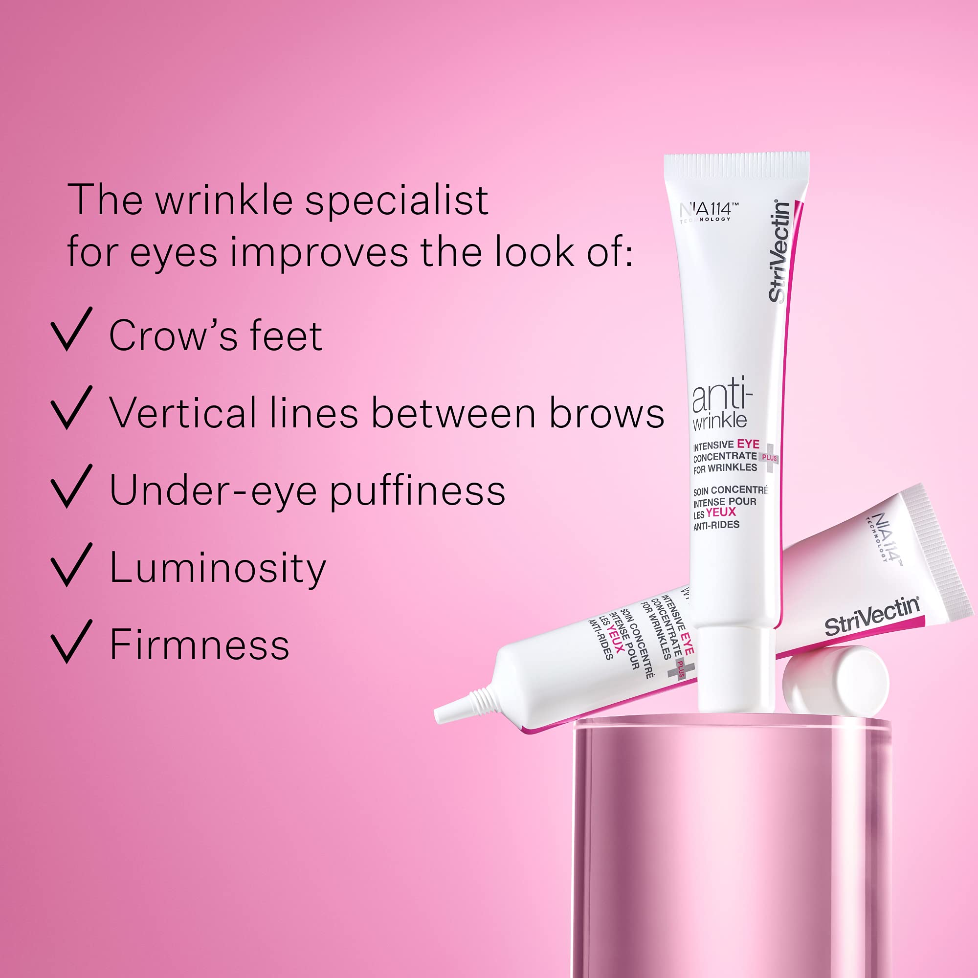 StriVectin Anti-Wrinkle Intensive Eye Cream Concentrate for Wrinkles PLUS, Targets Crow's Feet, Firmness, Puffiness & Dark Circles,White, 0.25 Fl oz (Pack of 1)