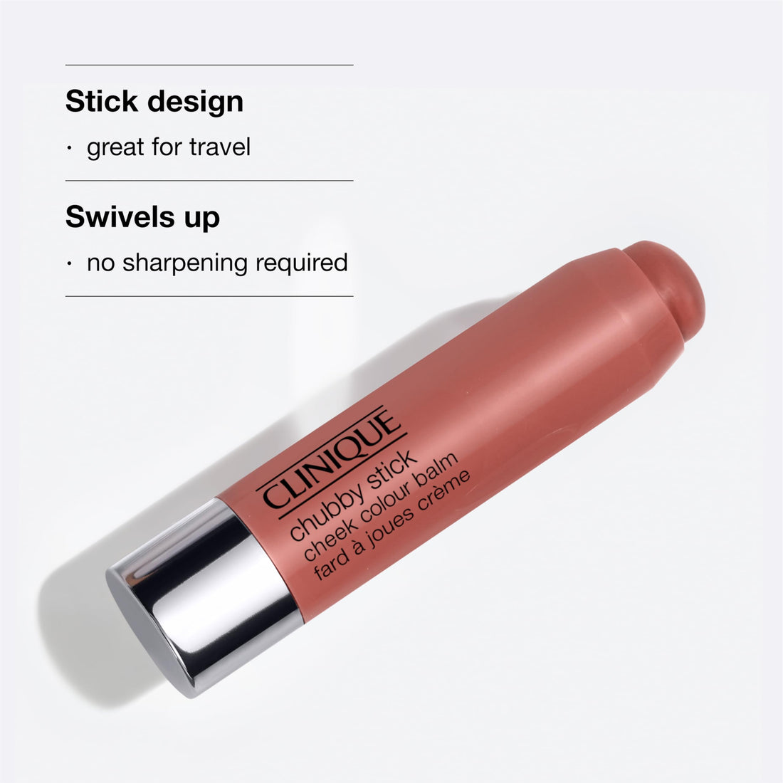 Clinique Chubby Cream Blush Stick Cheek Colour Balm | Blush For Cheeks | Long Lasting + Buildable | Create A Healthy Looking Glow | Perfect For Travel, Amp'd Up Apple, 1 Count