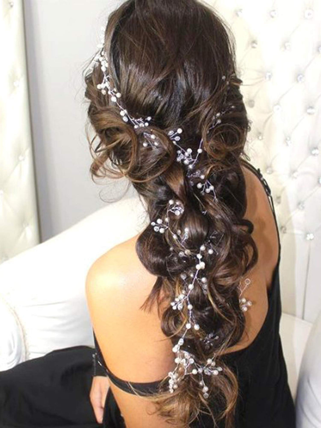 FXmimior 39.4IN Super Long Bridal Wedding Crystals Love Long Hair Vine Wedding Evening Party Headpiece