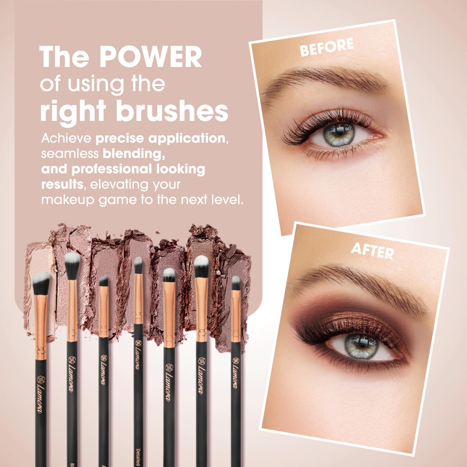 Makeup Eye Brush Set - Eyeshadow Eyeliner Blending - Crease Kit-Best Choice 7 Essential Makeup Brushes - Pencil, Shader, Tapered, Definer, Last Longer, Apply Better Makeup & Make You Look Flawless