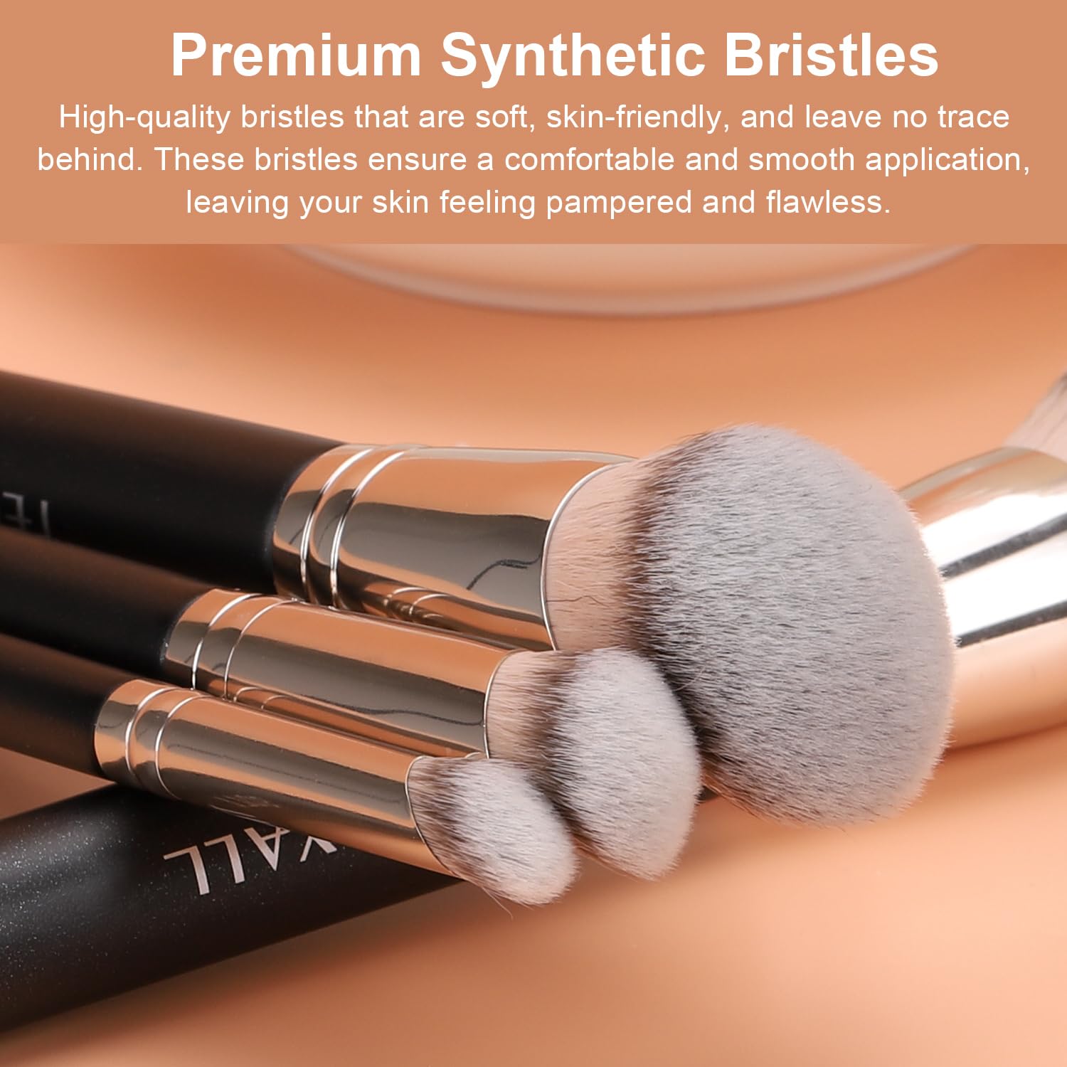 TEOYALL Foundation Contour Conceal Brush Set, 3PCS Angled Synthetic Kabuki Brush for Blending Setting Buffing with Liquid, Cream and Powder Cosmetic (170S/270S/370S)