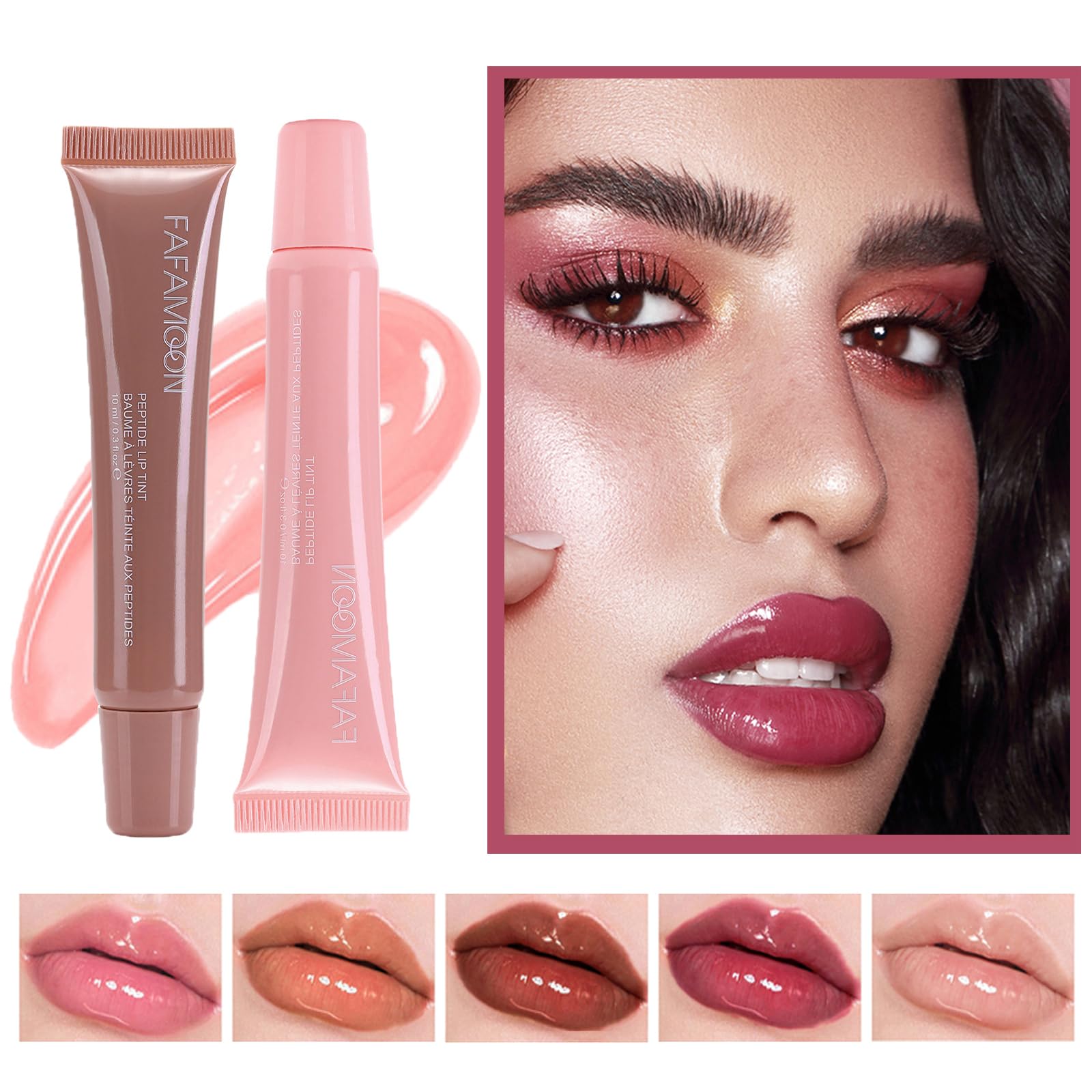 DENESTUP Lip Jam Hydrating Lip Gloss | Glitter Glossy Plumping Lipgloss | High Shine Glass Finish Nude Colors Shiny Jelly Liquid Lipstick for Women and Girls (5 Colors Set)