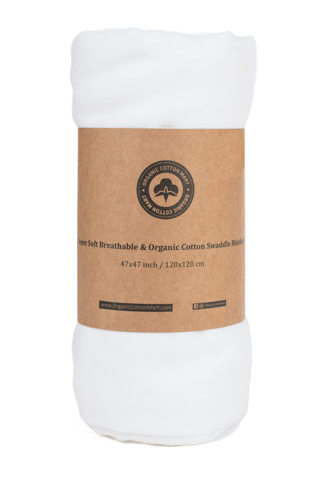 Organic Cotton White Swaddle Blanket for Newborn - 100% Organic, Toxic-Free, All-Natural, Muslin, Newborn Baby Gauze Swaddling Blanket - 100% Certified Organic Cotton - 47”x47” (White - 1 Pack)