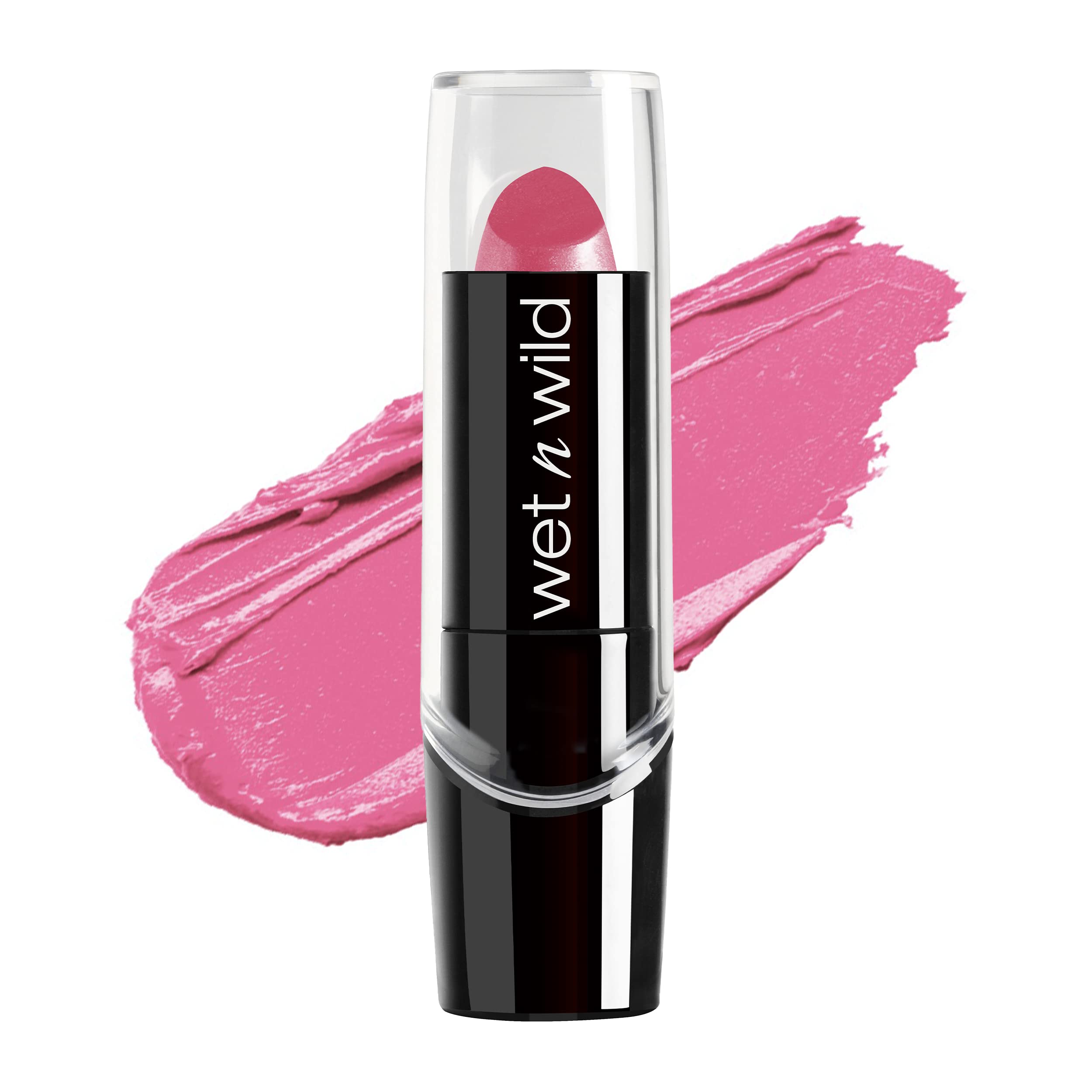 wet n wild Silk Finish Lipstick, Hydrating Rich Buildable Lip Color, Formulated with Vitamins A,E, & Macadamia for Ultimate Hydration, Cruelty-Free & Vegan - Pink Ice (Carded)