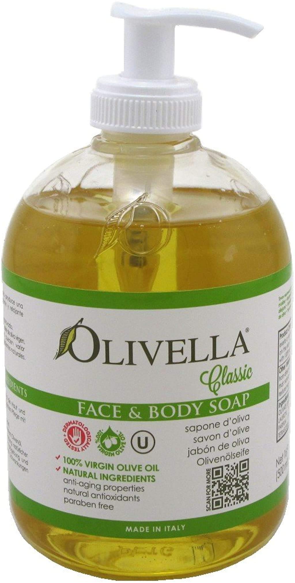 Olivella Face and Body Soap with Extra Virgin Olive Oil - 16.9 Oz, 6 Pack
