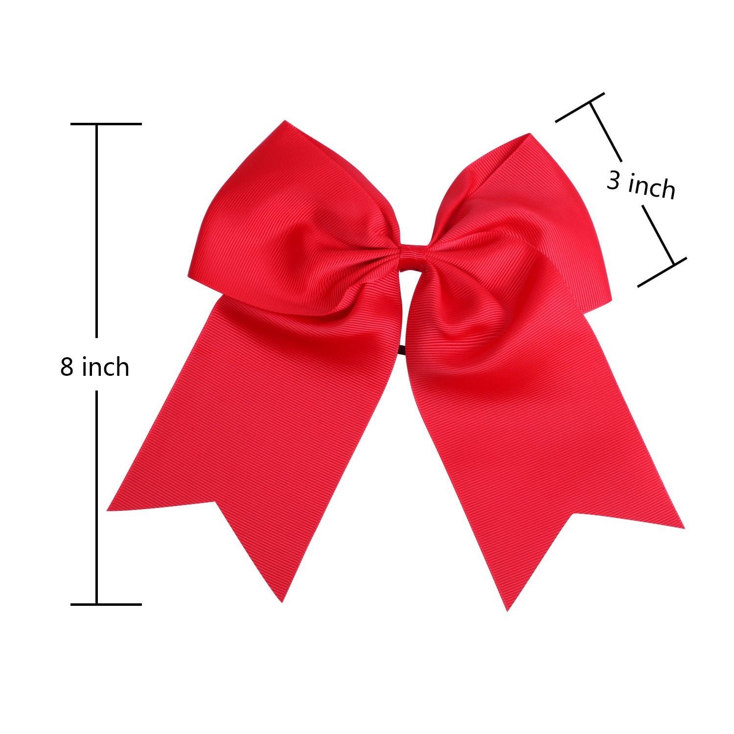 8 Inch Cheerleader Bows Ponytail Holder Cheerleading Bows Hair Tie(Red)