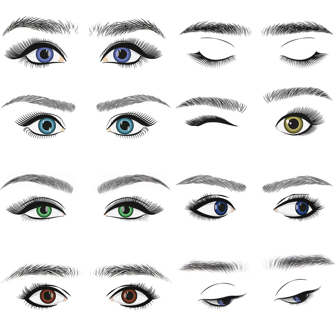 9 Sheets 4D Hair-Like Authentic Eyebrows Waterproof Eyebrow Tattoo Stickers Eyebrow Transfers Stickers Eyebrow Grooming Shaping Sticker for Women Girls Makeup, 9 Styles 90 Pairs (Black)