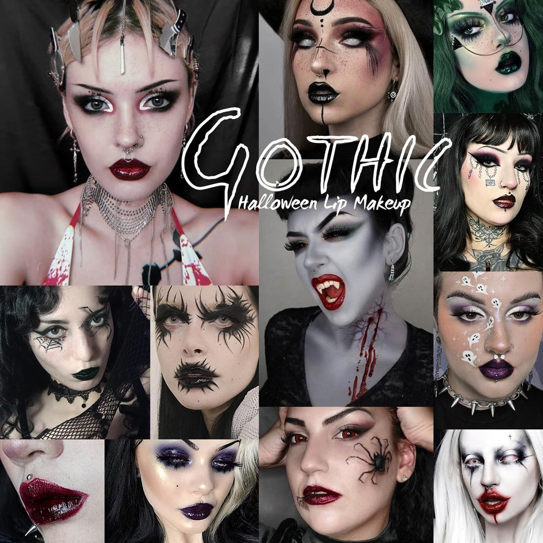 oygcee Black Gothic Lip Gloss - Long-Lasting, Waterproof & Non-Sticky | Moisturizing, High Pigmented Vegan Lip Gloss for Bold Cosplay, Vampire & Halloween Makeup