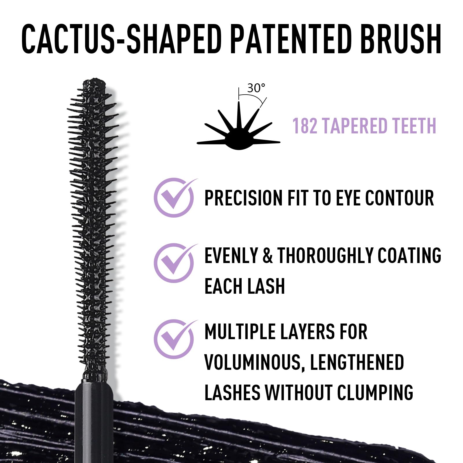 UCANBE Black Waterproof Mascara for Volume and Length, Natural Defining Curling Long-Lasting Eyelashes, No Flaking, No Smudging, No Clumping