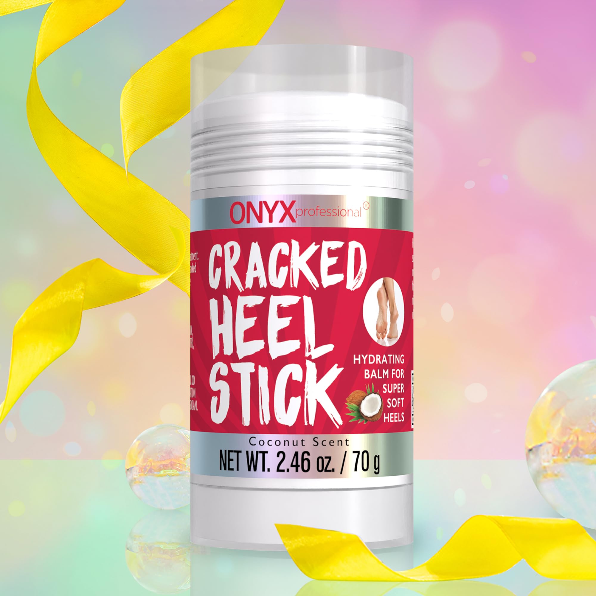 Onyx Professional Cracked Heel Repair Balm Stick for Dry Cracked Feet Treatment, Moisturizing Heel Balm Rolls On So No Mess Like Foot Cream or Foot Lotion, Rescues Cracked Feet, Coconut Scent