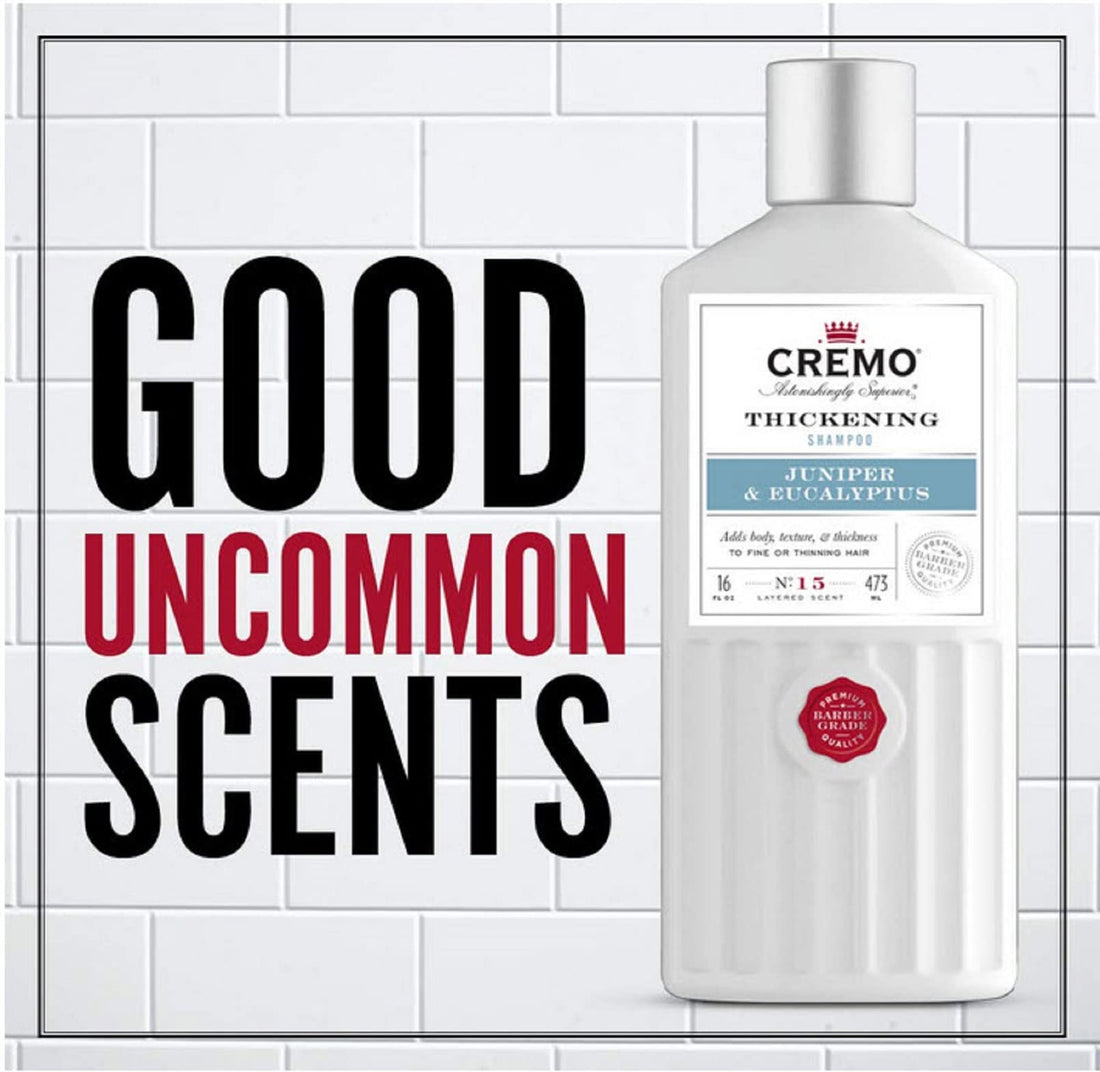 Cremo Barber Grade Juniper & Eucalyptus Thickening Formula for Fine or Thinning Hair, eucalyptus, juniper, eucalyptus, 32 Fl Oz