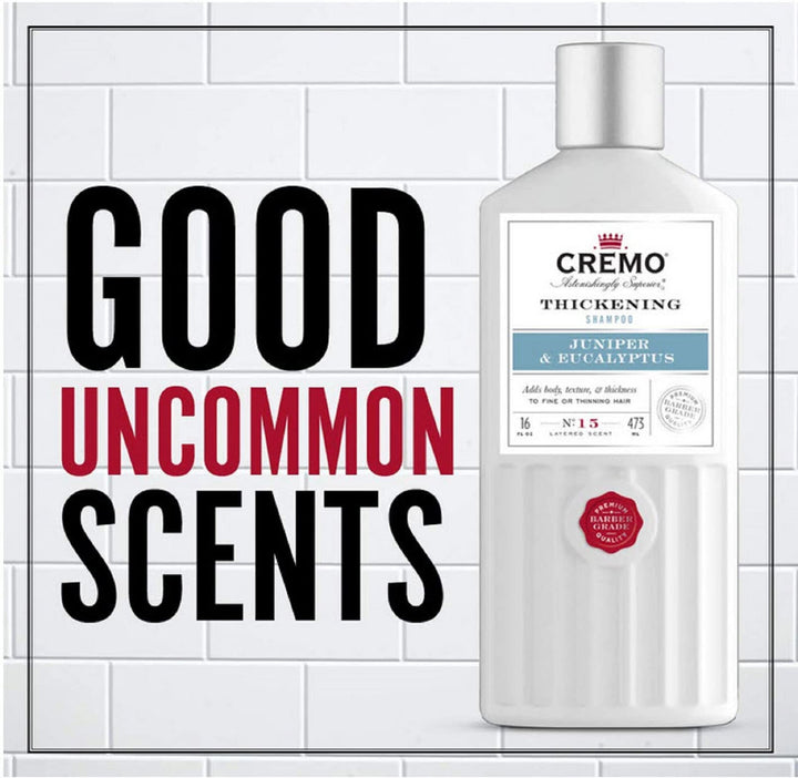 Cremo Barber Grade Juniper & Eucalyptus Thickening Formula for Fine or Thinning Hair, eucalyptus, juniper, eucalyptus, 32 Fl Oz